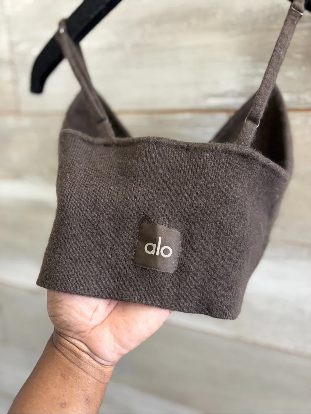 Alo Yoga Cashmere Jet Set Bra in Espresso